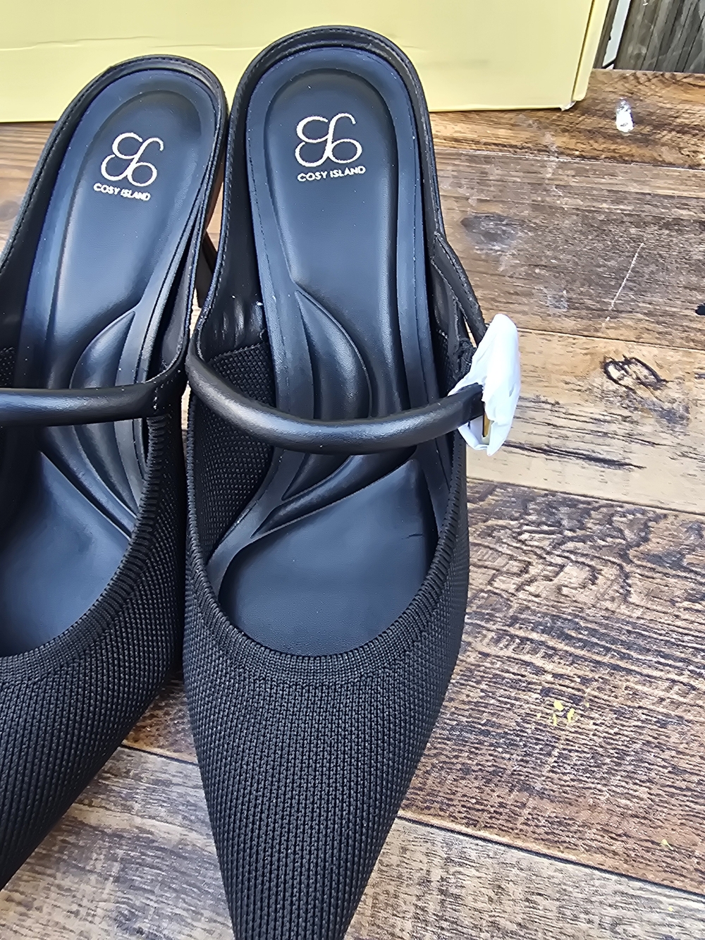 Cozy Island GraceLihte Black Mesh Pointed Toe Mule Heels Size 7.5 - Picture 8 of 13